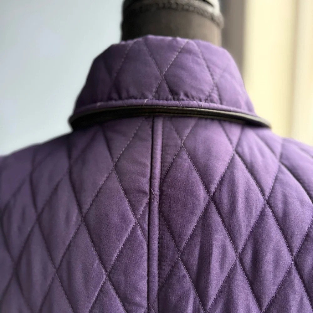 Chico's Rich Purple Diamond Quilted Barn Jacket Button Up Coat - Pockets - Picture 9 of 17
